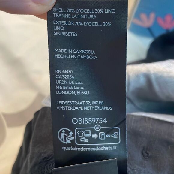 Pilcro Anthropologie Boot Tuck Parachute Pants‎ Black Linen Mix Jogger Hem 28 - Picture 9 of 9